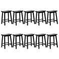 thumbnail image 1 of PJ Wood Classic Saddle-Seat 24" Kitchen Counter Stools, Black (Set of 10), 1 of 11