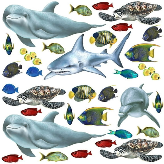 Walls of the Wild Tropical Fish and Sea Creatures Sticker Murals Collection