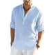 thumbnail image 1 of Blusa informal de algodón y lino para hombre, blusa holgada de manga larga, camisas elegantes para primavera y otoño, 2022, 1 of 5