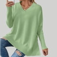 thumbnail image 4 of PuLe Sweaters for Women Women’s V Neck Oversized Sweaters Split Hem Pullover Sweaters Long Sleeve Warm Knit Pullover Tops, 4 of 5