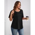 thumbnail image 4 of LANREMON Womens Tops Short Sleeve Summer Plus Size T shirt Loose Top Crew Neck Top Basic Cotton T Shirts Casual Summer Clothes Black 4XL, 4 of 8