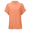 thumbnail image 4 of Dvprdro Womens Cotton Button Down Shirt Collared Short Sleeve Side Slits Loose Fit Casual Summer Top, 4 of 8