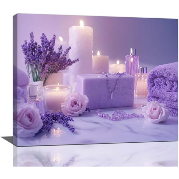 Aaheei Purple Bathroom Decor Wall Art Lavender Spa Pictures Zen Spiritual Relax Calm Canvas Prints Painting Modern Artwork for Home Bedroom Living Room Yoga Meditation Room