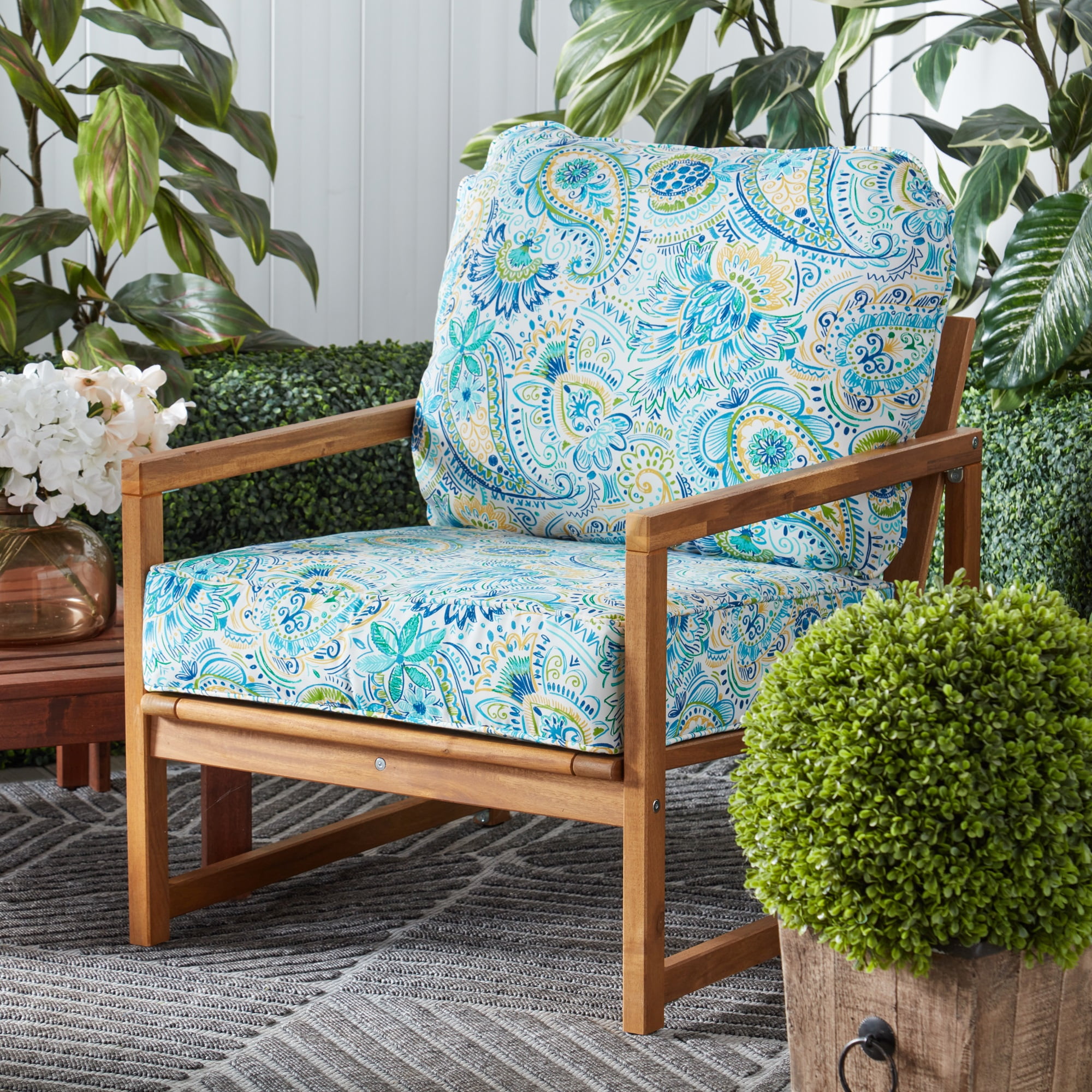 Greendale Home Fashions Outdoor 2-Piece Reversible Deep Seat Cushion Set, Baltic