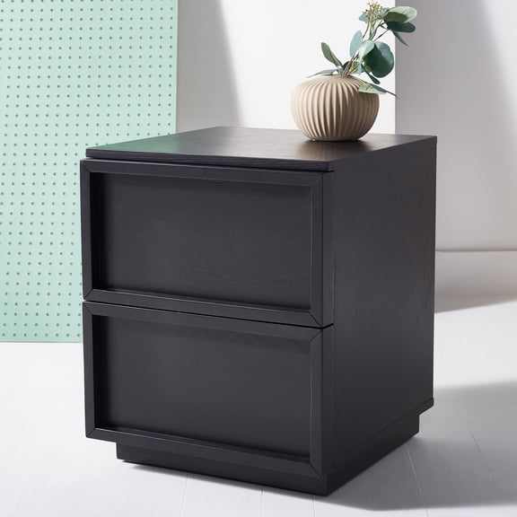 SAFAVIEH Couture Zeus Rustic Nightstand with 2 Drawers, Black