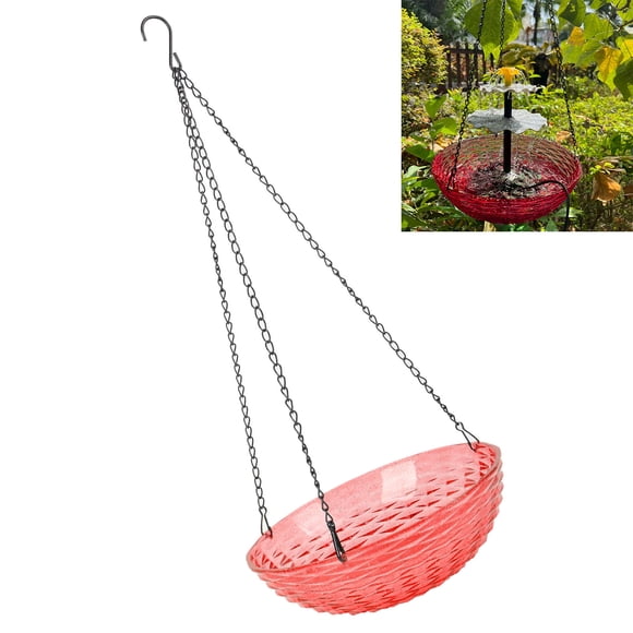 Hanging Bird Bath Fountain, Solar Powered Large Plastic Birdbath Bowl with Solar Bubbler Fountain for Outdoor Garden, Balcony, Patio, Branches