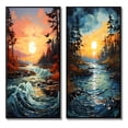 thumbnail image 2 of Designart "Sapphire Serenity Peach River wall decor II" Lake Framed Wall Art Set Of 2 - Peach Landscapes Gallery Wall Frame Set For Home Decor, 2 of 7