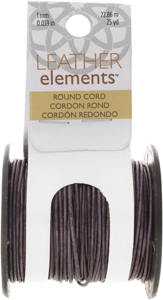 The Beadsmith Leather Cord – Dyed Antique Dark Brown – 1mm Spool – 25 Yards/22.86 Meters – Indian Leather Thong Ideal for Braiding, Beading, Necklaces, Fine Lacing, Hair Accessories