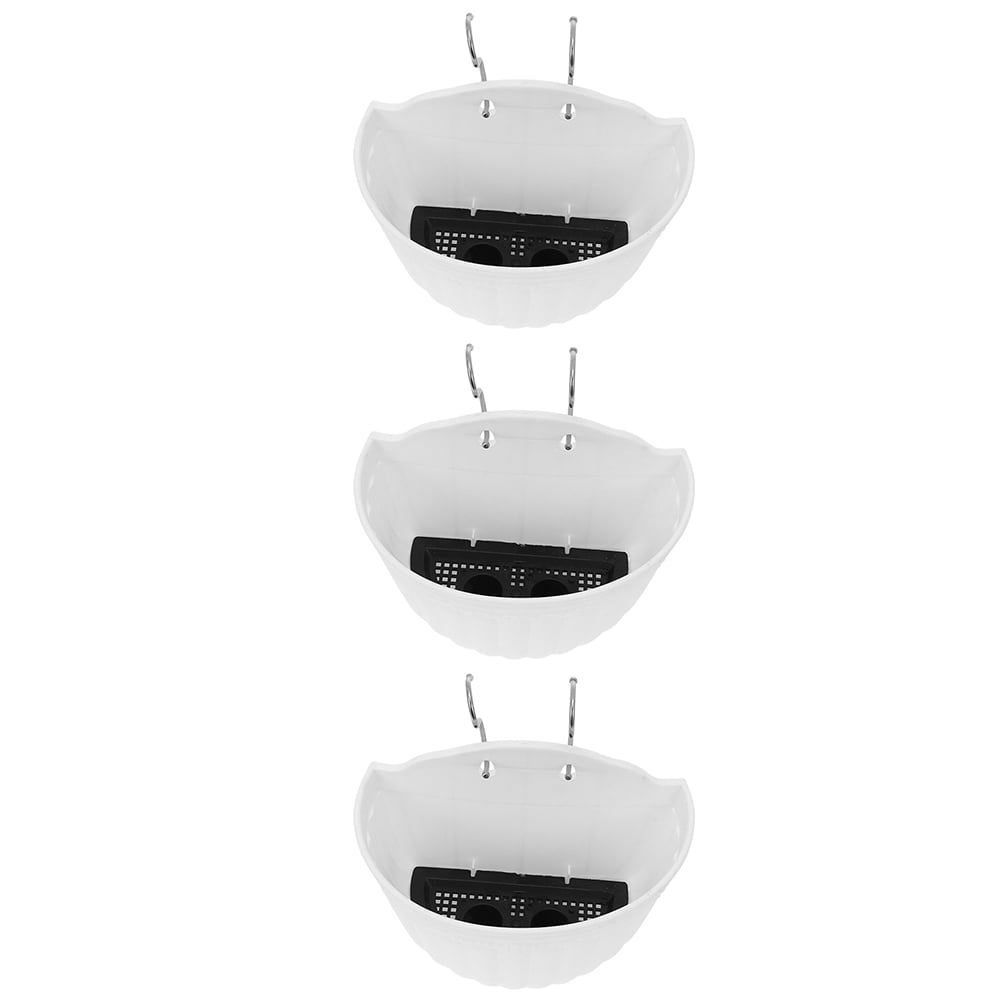 Nicehomfit 3Sets White Plastic Hanging Planters for Balcony Garden and Home Decoration