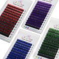 thumbnail image 2 of GLAMLASH Gradiente Rojo Verde Azul Púrpura Color Extensión de pestañas Individual Faux Mink Ombre Falso Ojo Color Pestañas Herramienta de maquillaje Deng Xun unisex, 2 of 2