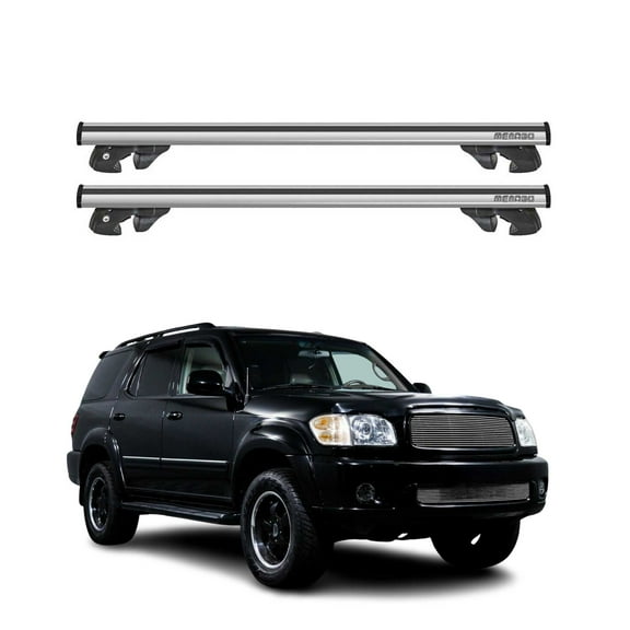 OMAC Aluminium Roof Racks Cross Bars Carrier for Toyota Sequoia 2001-2007 Gray 2 Pcs Anti-Theft for Travel Kayak Canoe Surf Ski Snowboard Camping