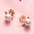 thumbnail image 6 of Christmas Pearl Deer Antler Earrings Holiday Studs 2X1.8cm Women's Festive Jewelry, 6 of 6