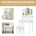 thumbnail image 4 of Gymax Bathroom Vanity Jewelry Makeup Dressing Table Set With Stool 4 Drawer Folding Mirror White, 4 of 8