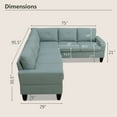 thumbnail image 2 of Aukfa 6-Seater L Shaped Sectional Sofa Modular Couch for Living Room, 2Pillows, Flannel, Pale Green, 2 of 6