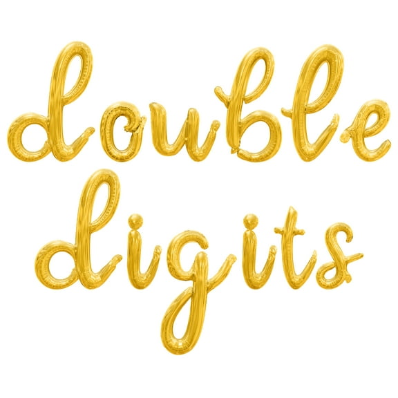 Cursive Script Letter Balloons - DOUBLE DIGITS 16" Inch Alphabet Letters Foil Mylar Balloon 10th Birthday Party Banner (Gold)