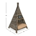 thumbnail image 3 of THE LICKER STORE Tiki Tent 20" x 20" Coastal Handwoven Rattan Pet Bed with Machine-Washable Cushion, Kubu Gray, CBD1002A, 3 of 9