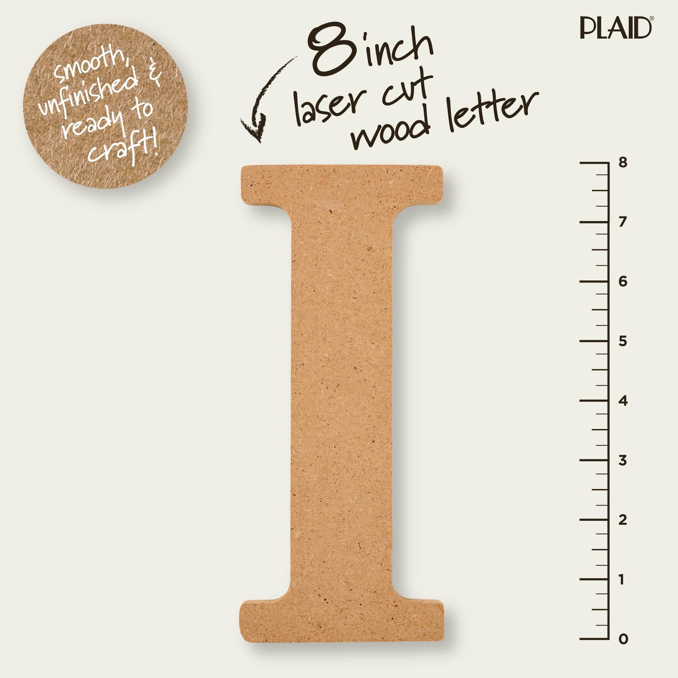 (3 pack) Plaid Unfinished Wood MDF 8" Letter for DIY Arts and Crafts, I