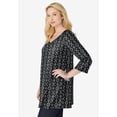 thumbnail image 3 of Woman Within Plus Size Perfect Printed Three-Quarter-Sleeve V-Neck Tunic, 3 of 6
