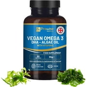 Prowise Vegan Omega-3 DHA from Algae Oil | 60 Softgels with Vitamin E | 400mg DHA + 10mg Vitamin E | 100% Plant-Based | Pure & Sustainable Sourced