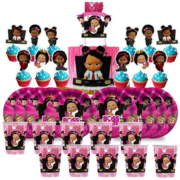 Boss Baby Africa Girl Birthday Cups Party Supplies Plates Decorations Cake Topper Decor