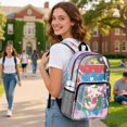 thumbnail image 2 of Xoenoiee Axolotl Strawberry Heart Print 17 Inch Backpack for Girls Teens, Lightweight Large Capacity Bookbag Clear School Bag Waterproof Backpack Transparent Rucksack for Kindergarten Primary School, 2 of 7