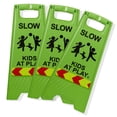thumbnail image 4 of Dryser 3-Pack Slow Down Caution Kids at Play Reflective Safety Signs - 25" Green 2-Sided Children at Play Signs, 4 of 7