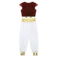 thumbnail image 4 of Doomiva Boys Arabian Prince Outfit Street Rat Suit Cap Sleeve Vest Waistcoat with Pants Set Red 12, 4 of 7