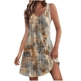 thumbnail image 2 of Ovzne Robes pour Femmes Robe Femme Robe Décontractée pour Femmes avec Poches Été Boho Robe de Plage Robe T-Shirts Robe Col en V Ample Robes Débardeur Robe de Printemps Imprimée Liquidation, 2 of 7