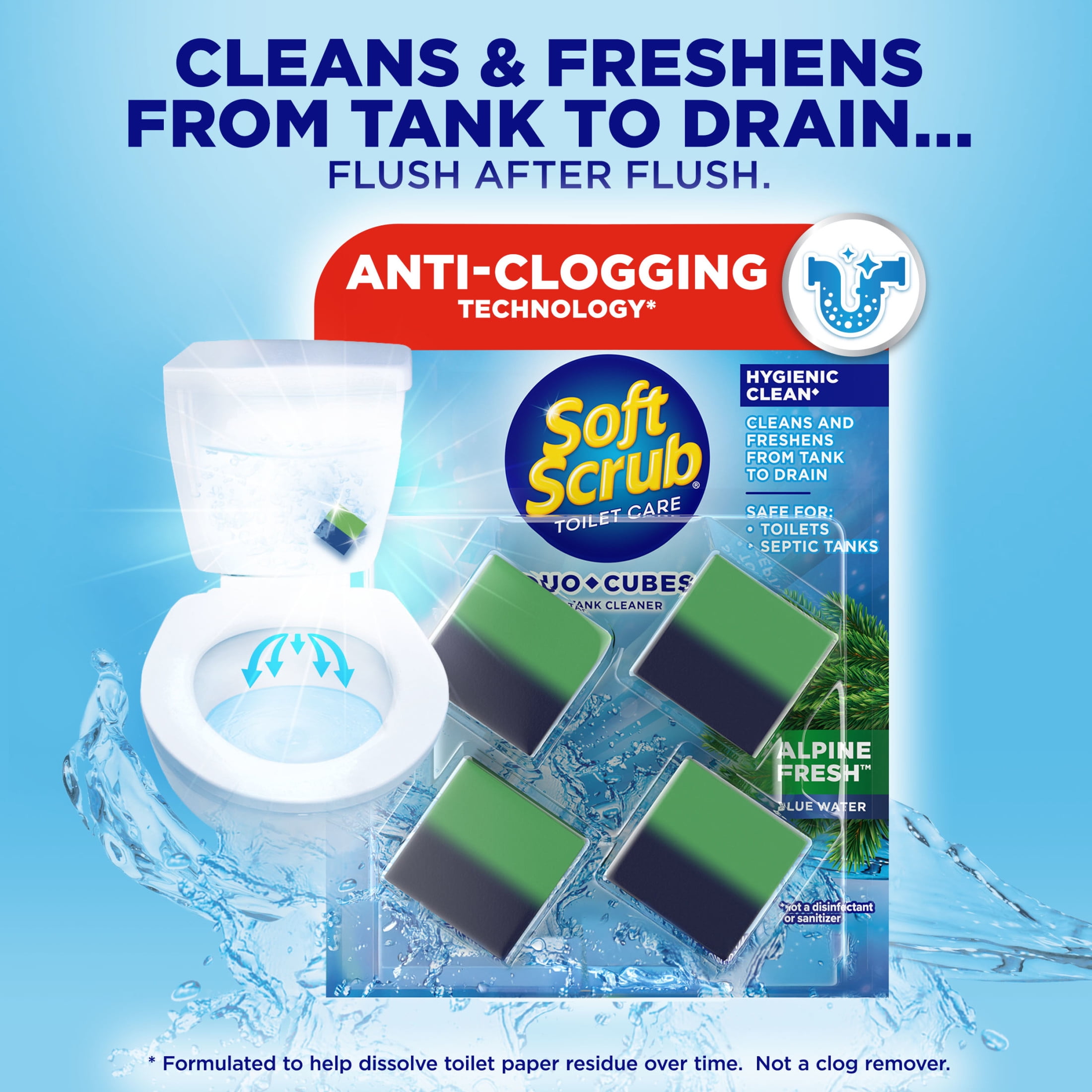 (7 pack) Soft Scrub In-Tank Toilet Cleaner Duo-Cubes, Alpine Fresh, 4Ct, Continuous Clean, Cleans&Freshens