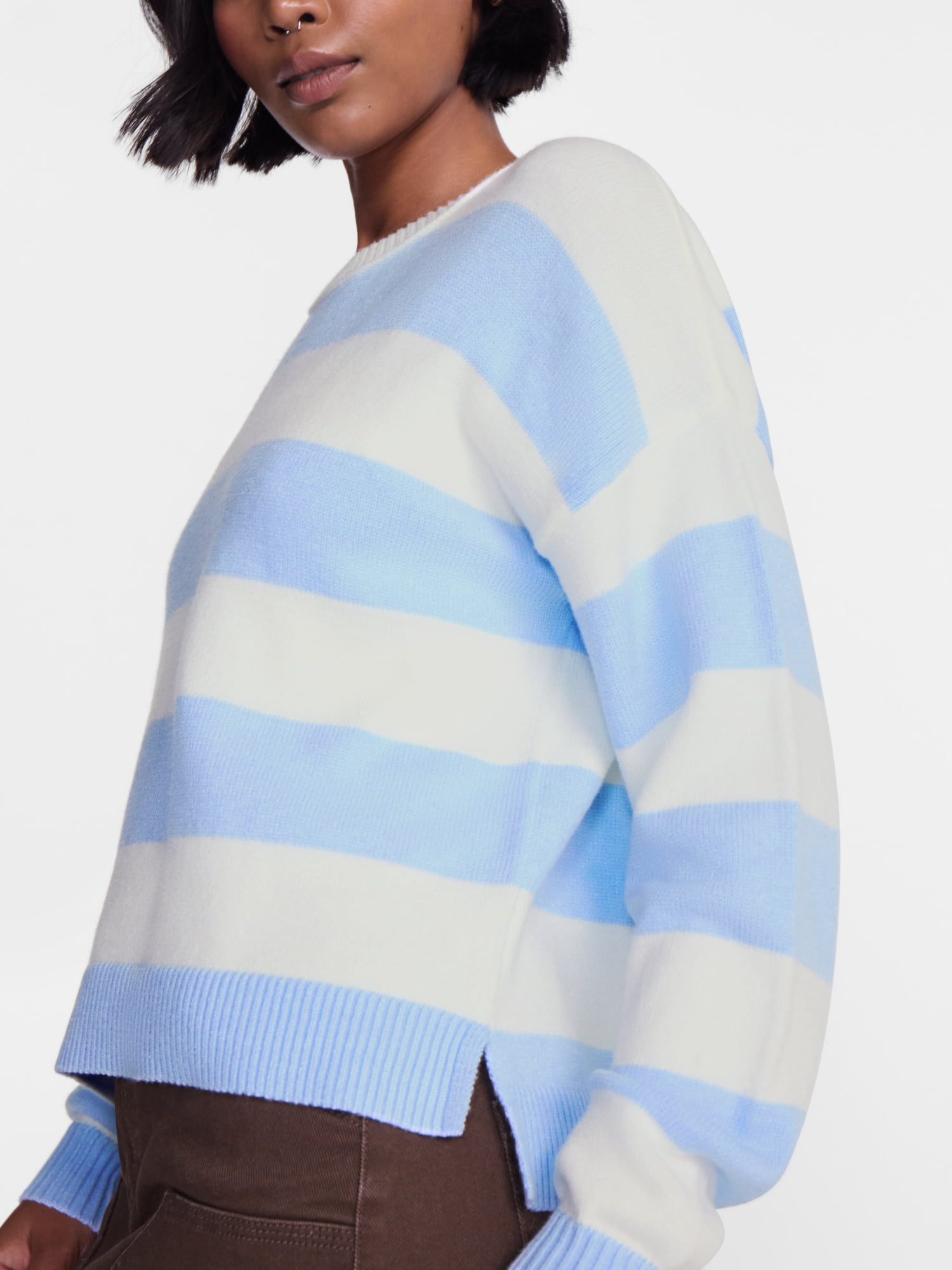 No Boundaries Essential Crewneck Sweater, Lightweight, Women's and Women's Plus XXS-4X