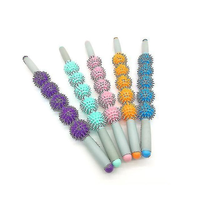 5 Balls Pink Back And Neck Massager,massage Stick Hedgehog Ball, Relax Muscle Fitness Exercise Roller, Yoga Roller Az21165