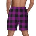thumbnail image 4 of Balery Purple Black Plaid Mens Swim Trunks Swim Shorts for Men Quick Dry Inseam Beach Shorts with Compression Liner Pocket-Medium, 4 of 9