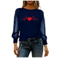 thumbnail image 7 of Xdegoge Going Out Tops for Women Mesh Long Sleeve Sheer Blouse Dressy Heart Graphic Cute Valentines Shirts Crewneck Lace Undershirt Holiday Party Night Outfit, 7 of 7