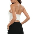 thumbnail image 4 of HDE Women's Strapless Linen Corset Crop Top Bustier Body Shaper White XXL, 4 of 6