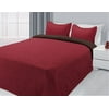 3-Piece Reversible Quilted Bedspread Coverlet Burgundy & Brown - Twin Size