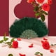 thumbnail image 5 of Abanico Decorativo de mano Salvador de plumas de novia para boda estilo Vintage plegable VERDE, 5 of 7