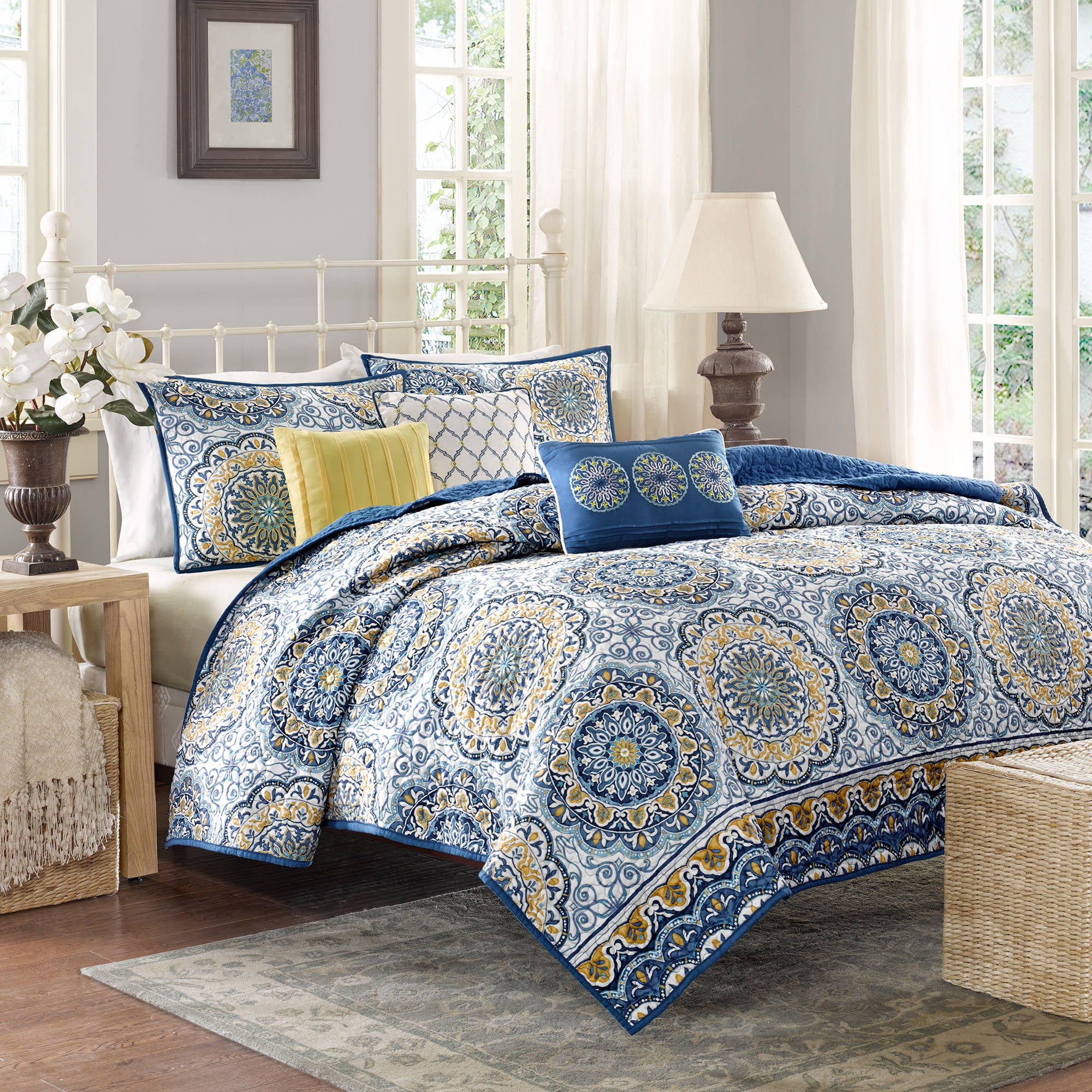 Home Essence Menara 6 Piece Reversible Printed Coverlet Bedding