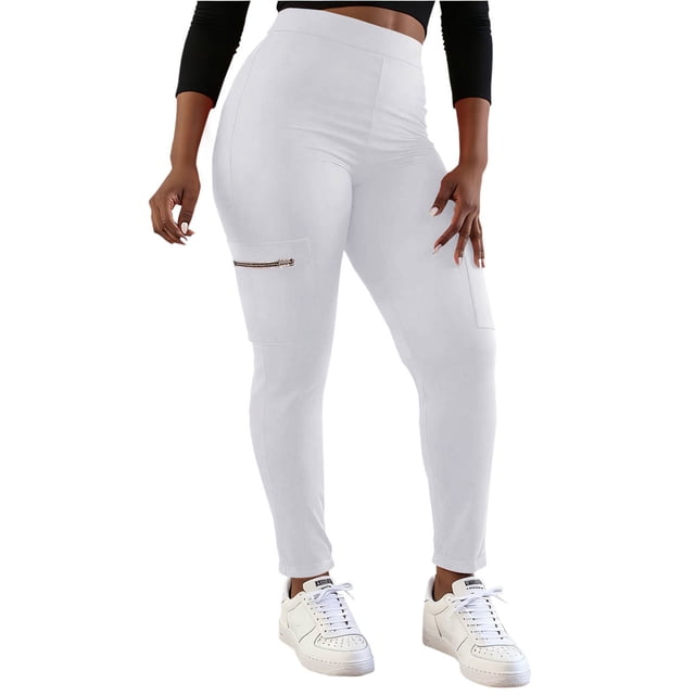RXMEKW High-Waisted Yoga Capris for Women Plus Size Solid Color Polyester Pants for Casual Wear