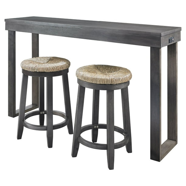 Powell Kyler 3 Piece Console Table Set With Usb Gray Com Powell Kyler 3 Piece Console Table Set, Console Table Set With Stools