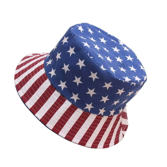 Worgeous American Flag Hat Fashion Sun Protection Hat Leisure Travel Bucket Outdoor Double-side Hat