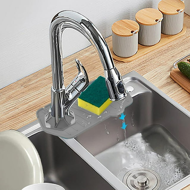 Xihbxyly Almohadilla para Grifo, Tapete Protector para Fregadero, Fácil Instalación, Diseño de Drenaje, Reutilizable, para Cocina y Baño, Protege La Encimera, Multifuncional, Paquete de 1 Pieza, Fáci
