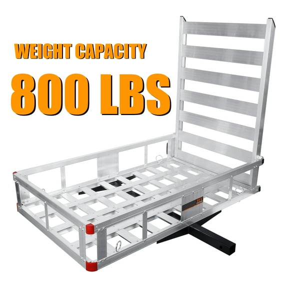 Trailer Hitch Cargo Carrier, 51" x 29.5" Trailer Hanging Basket Aluminum Alloy Mounted Trailer with Ramp, 500 LBS Weight Capacity
