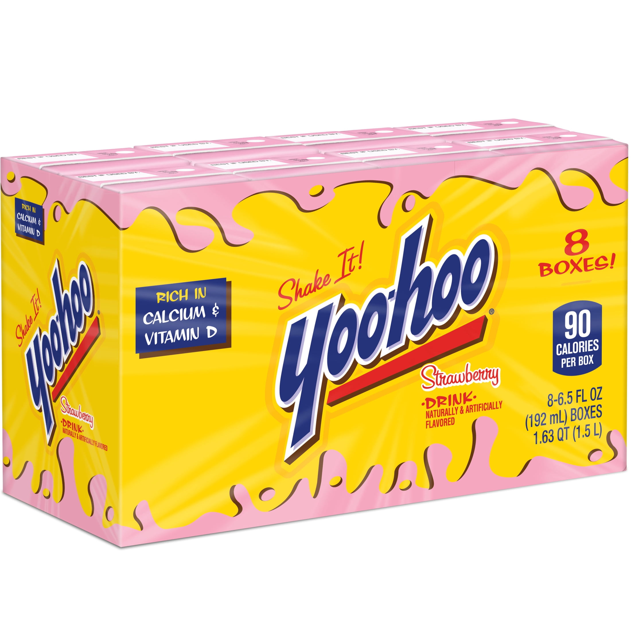 (4 pack) Yoo-hoo Strawberry Drink, 6.5 fl oz, 8 Pack Boxes