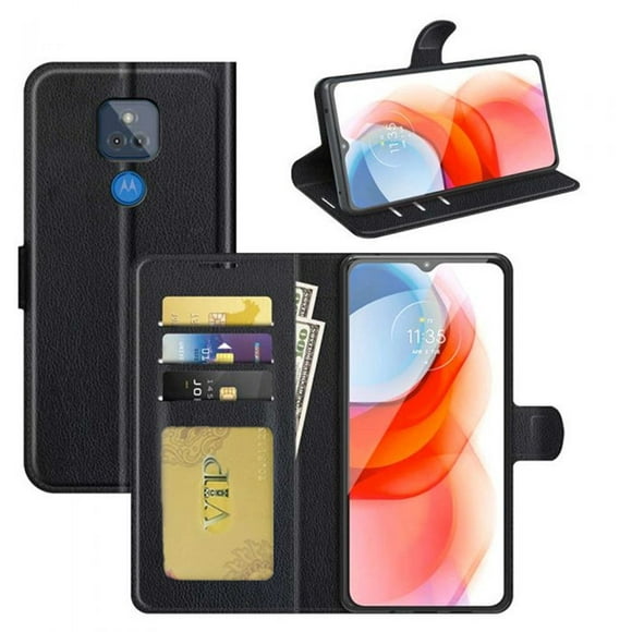 [PST] Motorola Moto G Play 2021 Case, Leather Magnetic Card Slot Wallet Folio Flip Case Cover