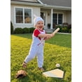 thumbnail image 6 of BemeyourBBs Newborn Baby Boy Girl Baseball Outfit Cute Infant Boy Summer Clothes Short Sleeve Romper with Baseball Embroidery Plaid Overalls Pants Set Hat, 6 of 9