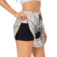 thumbnail image 1 of Balery Spiders On The Web 1 Pantalones cortos deportivos para mujer con forro y dos bolsillos, elásticos, para entrenamiento, gimnasio, yoga-Large, 1 of 7