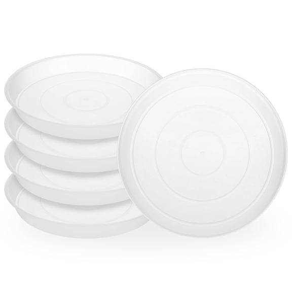 Uxcell 5-Pack Plastic Plant Saucers, 9 Inch ID Plant Pot Water Trays for Indoor/Outdoor, Flowerpot Drip Tray [10 Inch OD, Clear]