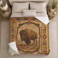 thumbnail image 5 of Western Bison Arid Landscape Halloween Pumpkins Black Cat, Cozy Pet Portrait Pattern, Warm Flannel Blanket for Cabin and Lodge, Cat Lovers Halloween Gift, Pet Lover Home Decor, 5 of 9
