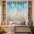 thumbnail image 2 of Teal Ombre Coastal Kitchen Curtains 63 Inch Length, Sea Nautical Summer Beach Starfish Coral Tiers Curtains for Living Room Berdoom, Light Filtering Drapes Window Treatment 2 Panels 42"Wx63"L, 2 of 8