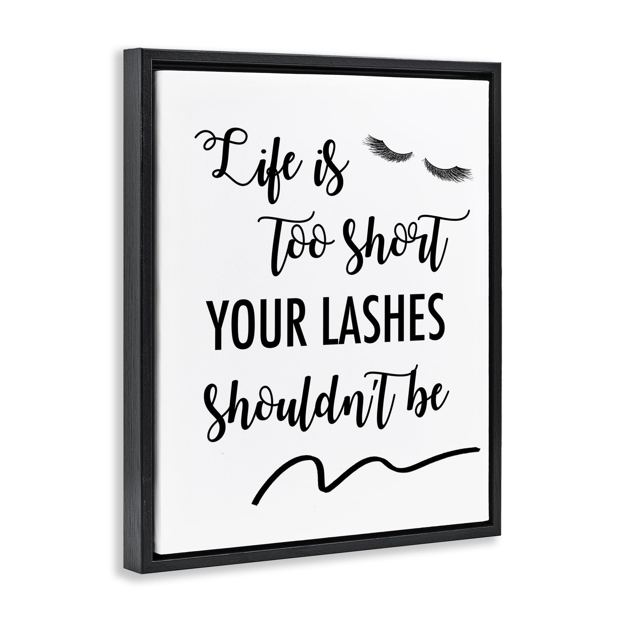 Stupell Industries Fun Lashes Phrase Beauty & Fashion Painting Black Floater Framed Art Print Wall Art, 25 x 31